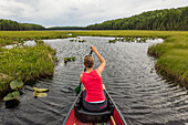 canoeing on Nancy Lake, Susitna river Valley, north of Anchorage, Alaska, USA