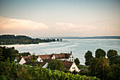 view fromchurch of pilgrimage at Maurach castle, Uhlingen Muehlhofen, Lake Constance, Baden-Wuerttemberg, Germany