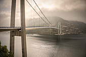 decreasing fog at Lysefjord Bridge, Forsand, Rogaland Province, Norway, Scandinavia, Europe