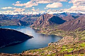 Iseo lake in spring season, Lombardy district, Brescia province, Italy.