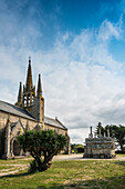 Gothic chapel with the oldest Calvary of Brittany, Notre-Dame de Tronoën, near Penmarc'h, Finistere, Brittany, France