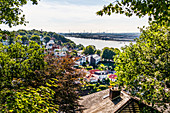 View from the Süllberg to Blankenese and the river Elbe in Hamburg, North Germany, Germany