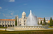Mosteiro dos Jerónimos with fountain at Lisboa - Belém, Rio Tejo, District Lisboa, Portugal, Europe