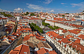 Lissabon, Rossio (Praca dom PedroIV), Blick von der Aussichtsplattform des Elevador de Santa Justa, Baixa, Portugal, Europa