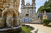Lamego, Nossa Senhora dos Remédios, Fountain at the Pátio dos Reis, Double staircase, Pilgrims' church, Distrikt Viseu, Douro, Portugal, Europe