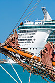 Cruise ship, rigging sailing ship, Bridgetown, Barbados, Caribbean, Lesser Antilles