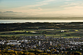 Markdorf, Lake Constance with Swiss Alps, view from Gehrenberg, Linzgau, Lake Constance, Baden-Württemberg, Germany