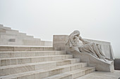 Statue and stairway at the Canadian World War One Memorial, Vimy Ridge National Historic Site of Canada,Pas-de-Calais, France.