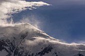 Wolken über Gipfel am Mont Blanc, Sturm, Mont Blanc-Gruppe, Chamonix, Frankreich
