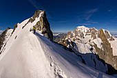 View from the Dome de Rochefort, Dent du Geant in the background, Grandes Jorasses, Mont Blanc group, France