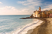 Camogli beach, Camogli, Gulf of Paradise, Portofino National Park, Genoa province, Liguria, Italy 