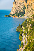 Scenic SS45 road on the west side of Garda Lake. Brescia district, Lombardia, Italy