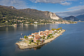 Aerial view of Isola dei Pescatori on Lake Maggiore, Italy