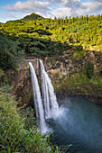 Wailua falls, Wailua river state park, Kauai island, Hawaii, USA