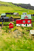 Traditionelles Dorf von Mykines, Mykines-Insel, Färöer, Dänemark