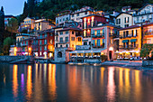Varenna,Lecco province,Lombardy,Italy View of the village Varenna at dusk