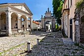 View of the chapels and the sacred way of Sacro Monte di Varese, Unesco World Heritage Site. Sacro Monte di Varese, Varese, Lombardy, Italy.