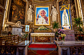 The chapel dedicated to Pope John Paul II inside the Church of the Holy Spirit in the Saxon District Europe, Italy, Lazio, Province of Rome, Rome