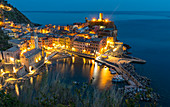Vernazza village by night, La Spezia district, Liguria, Italy