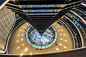 Night view of Reichstag Dome, Parliament building in Berlin, Germany, Europe