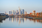 View over the river Main to the skyscrapers in the banking district, Frankfurt am Main, Hesse