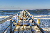 Icy jetty in the Baltic Sea, Travemünde, Baltic Sea coast, Schleswig-Holstein, Northern Germany