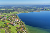 View of Lake Starnberg in Seeshaupt, Fünfseenland, Upper Bavaria, Bavaria, Germany,