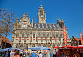 Town Hall (Stadhuis) at the market in Middelburg, Walcheren peninsula, Zeeland province, North Sea, Netherlands, Holland