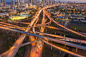 Highway bridges at sunset in Miami, USA