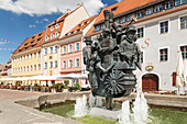 Brunnen am Untermarkt, Pirna, Sächsische Schweiz, Sachsen, Deutschland, Europa