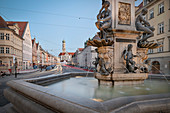 Wassermanagement-System in Augsburg, Herkulesbrunnen, Unesco-Welterbe, Bayern, Deutschland