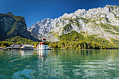 St. Bartholomäus, Königssee, Watzmannberg, Berchtesgadener Land, Nationalpark Berchtesgaden, Oberbayern, Bayern, Deutschland, Europa