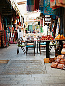 Street with market stalls in Jerusalem Old City, Israel