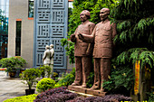 Front view of pair of statues in Maotai, China