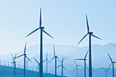 Silhouette of wind turbines, Palm Springs, California, USA