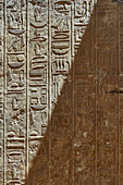 Schriftzeichen an einem ägyptischen Tempel, Detailansicht