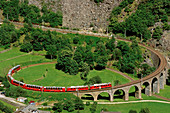 The Bernina Express, Viaduct of Brusio, UNESCO World Heritage Site, Lombardy, Italy, Europe