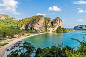 Tonsai beach and karst landscape in Railay, Ao Nang, Krabi Province, Thailand, Southeast Asia, Asia