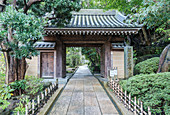 Traditional Japanese structure in garden, Kamakura, Kanagawa, Japan