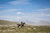 Kirgisisches Reiterspiel Buzkashi, Afghanistan, Asien