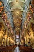 Nave of the Notre Dame Cathedral, Ile de la Cite, UNESCO World Heritage Seine shore, Paris, France