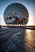 View of the radar dome of the former listening station on Teufelsberg, Grunewald; Berlin; Germany;