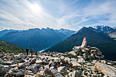 Family hike to the Olperer hut in the rear Zillertal, Tyrol, Austria
