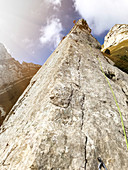 Kletterer am Fels, Galtigentürme, Pilatus, Luzern, Schweiz, Europa