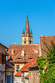 Blick zur Evangelischen Stadtpfarrkirche, Sibiu, Transsylvanien, Rumänien