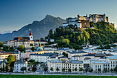 Nonnberg Abbey and Hohensalzburg with Hoher Göll, Salzburg, Austria