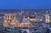 France, Paris, area listed as World Heritage by UNESCO, Notre Dame cathedral, Saint Jacques tower and Saint Eustache church in the background