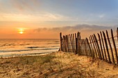 France, Gironde, Soulac sur Mer, sunset on the beach of Amelie