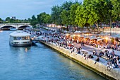 France, Paris, area listed as World Heritage by UNESCO, the banks of the Seine the New Banks at the Quai d'Orsay and the barge Rosa Bonheur