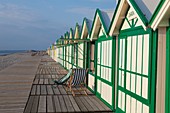 France, Somme, Baie de Somme, Cayeux sur Mer, a seaside resort popular with its pebble beach and 400 beach huts